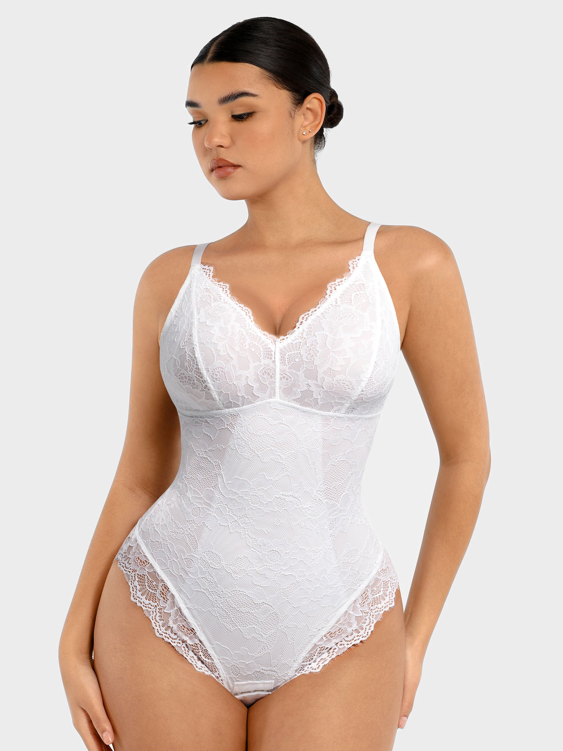 Lume Lingerie Lace V Neck Full Bodysuit