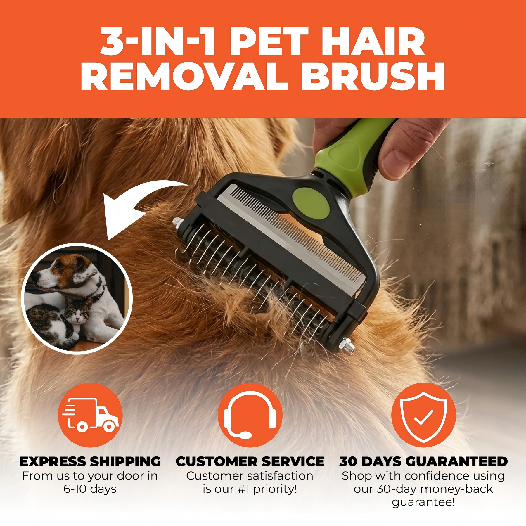 3-in-1 Pet Hair Removal Brush