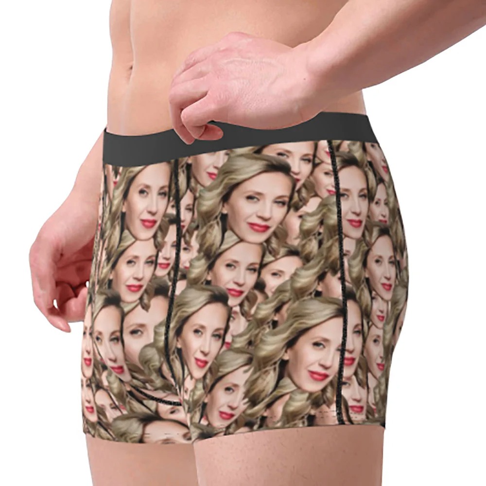 Give Him A Naughty Surprise - Personalized Face Photo Men's Underwear Boxer Brief
