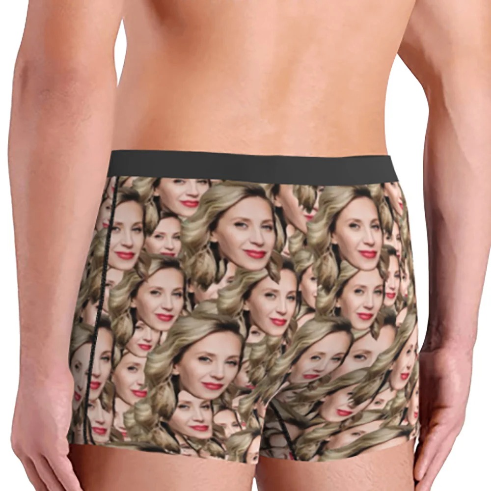 Give Him A Naughty Surprise - Personalized Face Photo Men's Underwear Boxer Brief