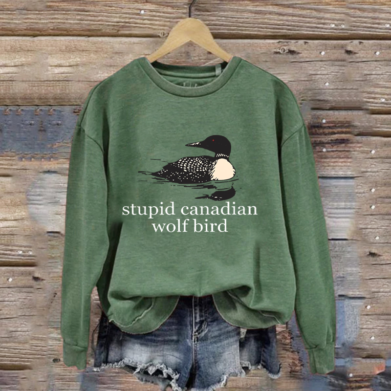 Stupid Canadian Wolf Bird Romance Hockey T-shirt/Sweatshirt