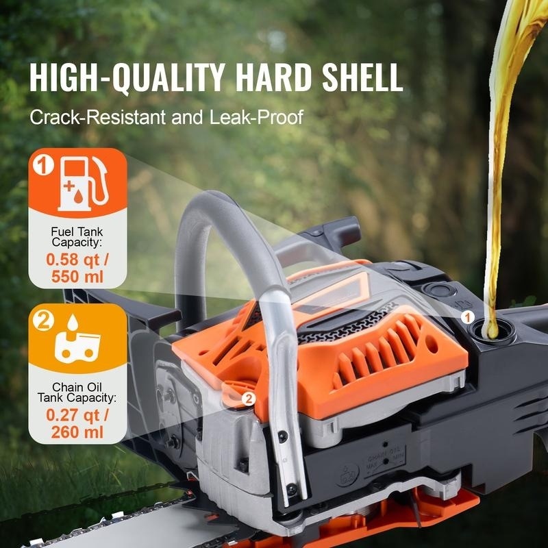 Powerful Gasoline Chainsaw – Perfect for Cutting Trees, Branches & Firewood | Ideal for Farm, Garden & Forest Work