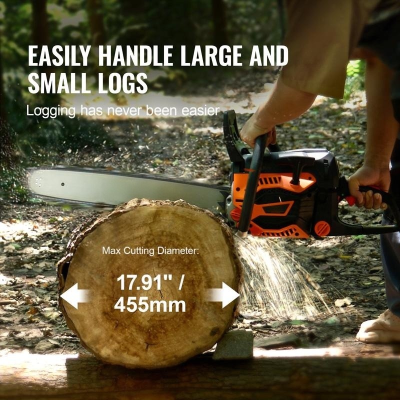 Powerful Gasoline Chainsaw – Perfect for Cutting Trees, Branches & Firewood | Ideal for Farm, Garden & Forest Work