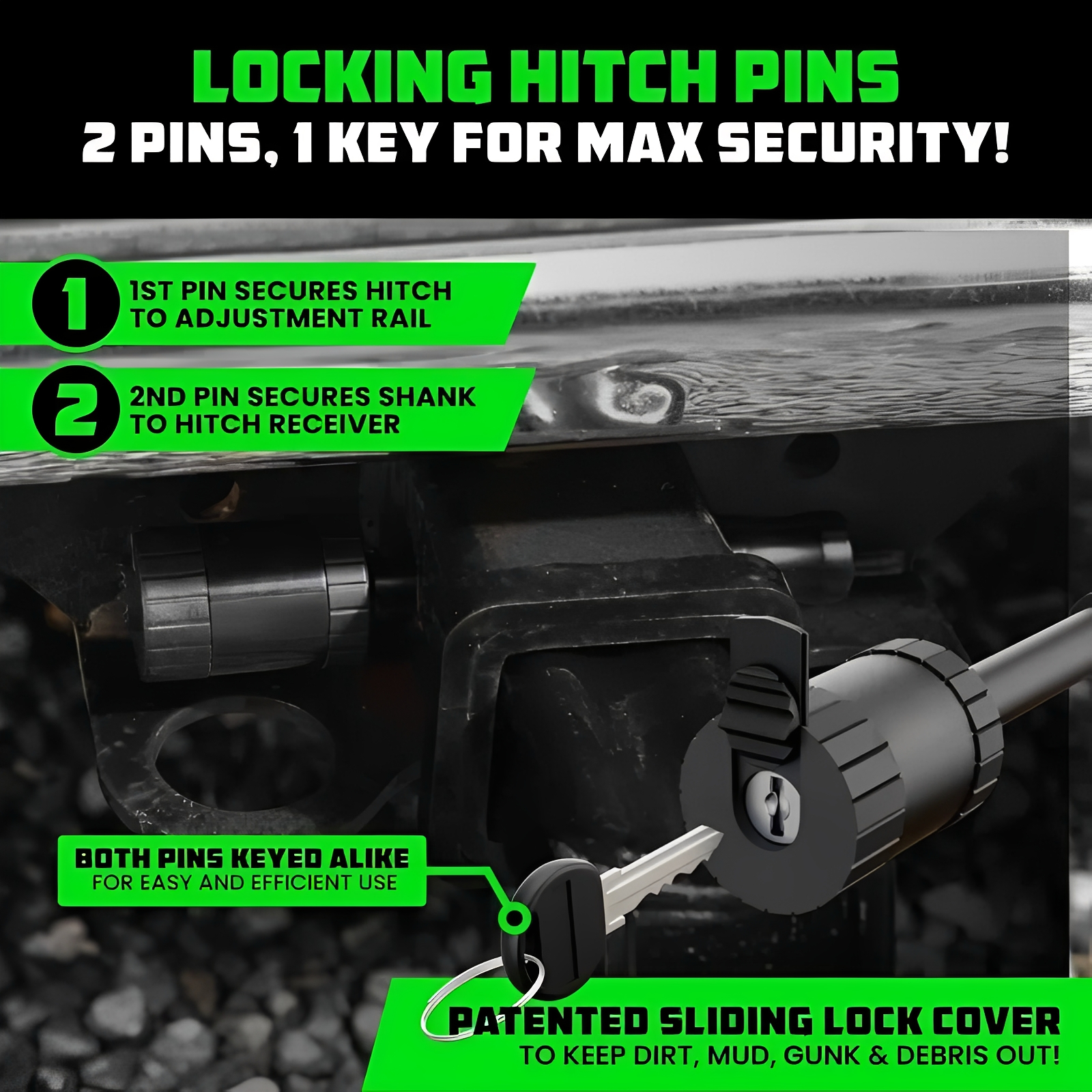 Adjustable Trailer Hitch 2 inch Receiver - Heavy Duty Aluminum Drop Hitch with 12,500lb GTW Towing Capacity for Hauling Heavy Trucks, RV, Trailer, Camper