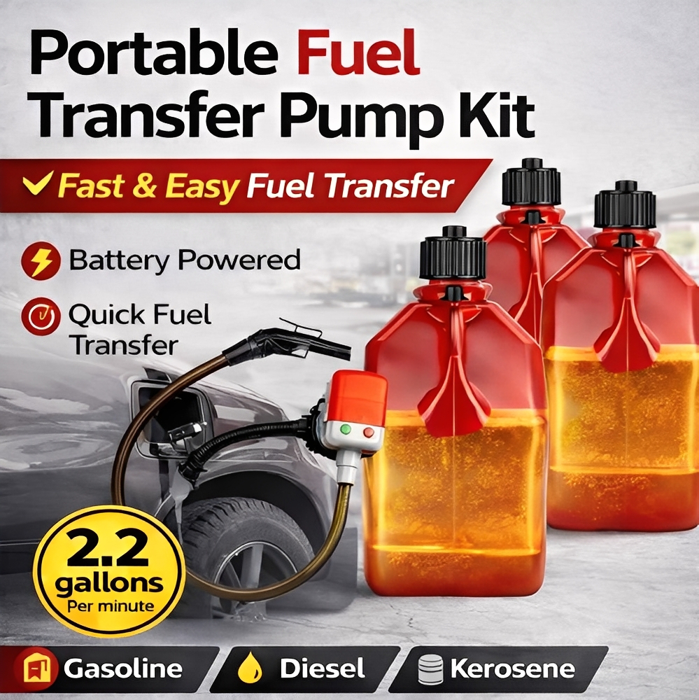 3-Pack Utility Jugs with Cordless Battery Liquid Transfer Pump for Fuel, Water & Automotive Use