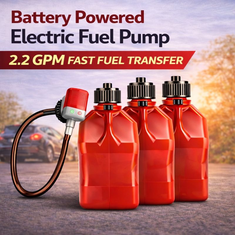 3-Pack Utility Jugs with Cordless Battery Liquid Transfer Pump for Fuel, Water & Automotive Use