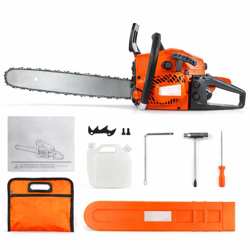 20-Inch 62cc Gas Chainsaw, Lightweight & Powerful, 25:1 Fuel Mix for Outdoor Wood Cutting