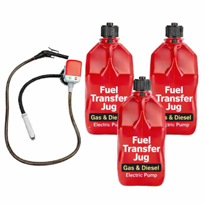 3-Pack Utility Jugs with Cordless Battery Liquid Transfer Pump for Fuel, Water & Automotive Use