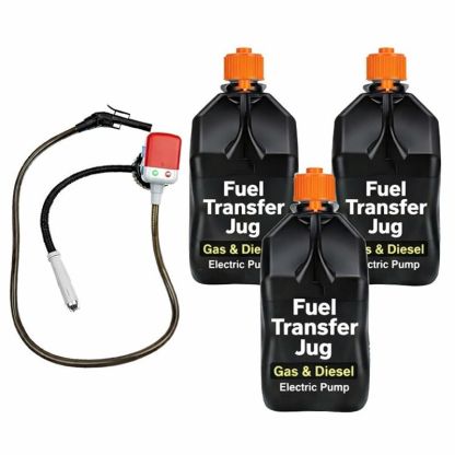 3-Pack Utility Jugs with Cordless Battery Liquid Transfer Pump for Fuel, Water & Automotive Use
