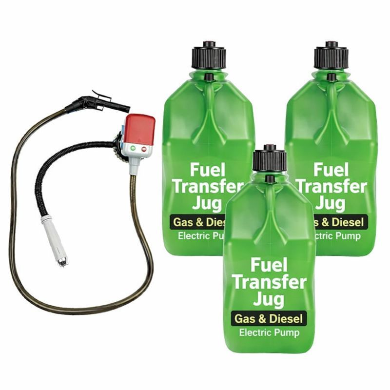 3-Pack Utility Jugs with Cordless Battery Liquid Transfer Pump for Fuel, Water & Automotive Use