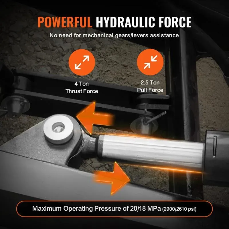 Hydraulic Top Link Cat. 2-2 8-5/16 in 19-11/16~28 in with 2 Hoses & G3/8" Check Valve Heavy Duty Metal High Quality Hardware for Tractors