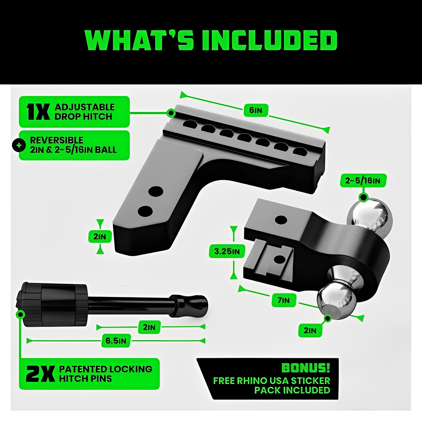 Adjustable Trailer Hitch 2 inch Receiver - Heavy Duty Aluminum Drop Hitch with 12,500lb GTW Towing Capacity for Hauling Heavy Trucks, RV, Trailer, Camper
