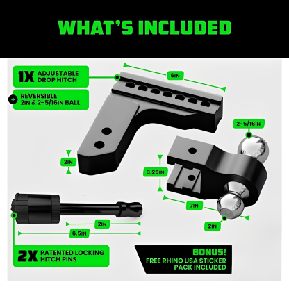 Adjustable Trailer Hitch 2 inch Receiver - Heavy Duty Aluminum Drop Hitch with 12,500lb GTW Towing Capacity for Hauling Heavy Trucks, RV, Trailer, Camper