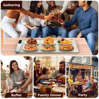 Electric Food Warming Mat, 6 Temp Levels & 6-Hour Timer, Fast Full-Surface Heating