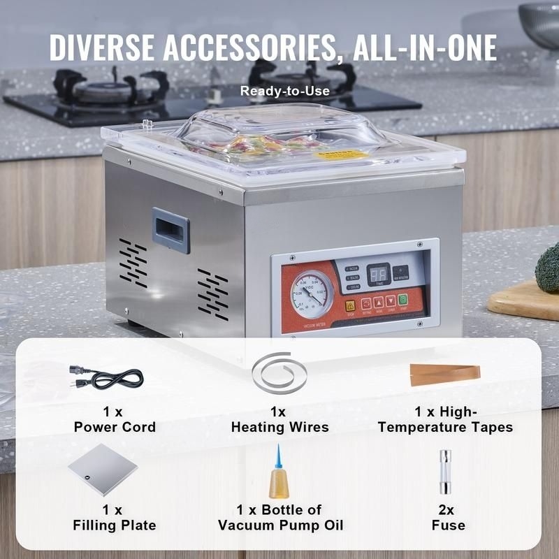 Chamber Vacuum Sealer, Powerful Sealing, Vacuum Packing Machine for Wet Foods & Meats, Home & Commercial Use