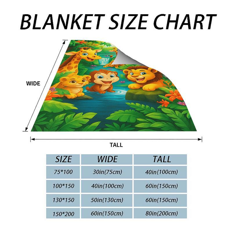 Rajzfilmes dzsungelmintás plüss flanel takaró