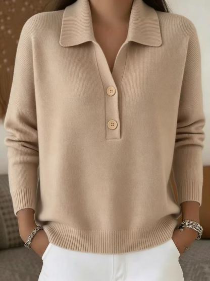 CLEARANCE SALE🔥Women's Collared Button-Front Knit Pullover