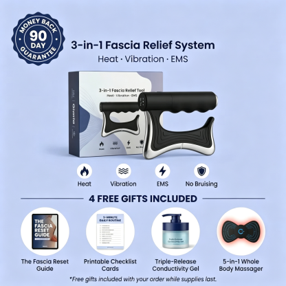 3-in-1 Fascia Relief System - Heat · Vibration · EMS