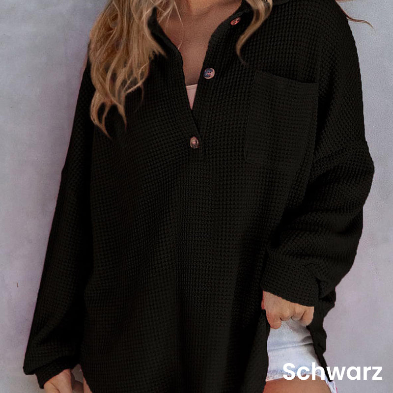 🔥Women’s Loose Solid Color Waffle Knit Shirt
