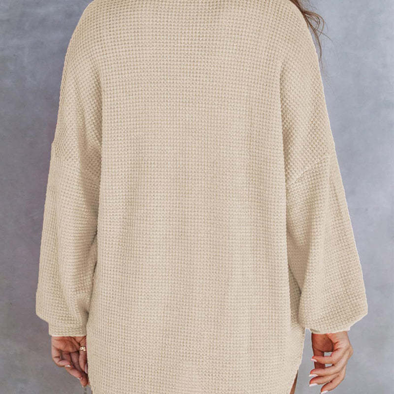 🔥Women’s Loose Solid Color Waffle Knit Shirt