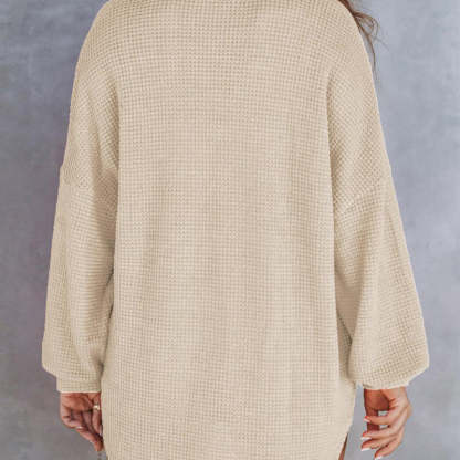🔥Women’s Loose Solid Color Waffle Knit Shirt