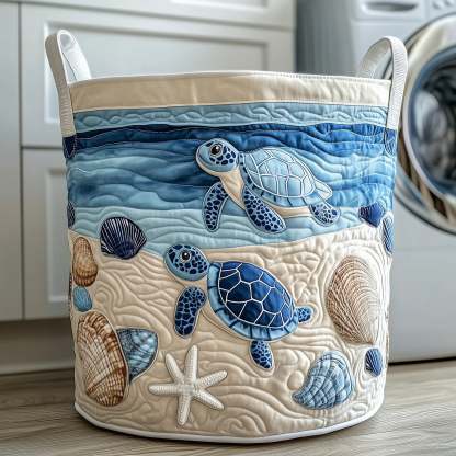 Ocean Turtle Quilted Laundry Basket GFTOXM186