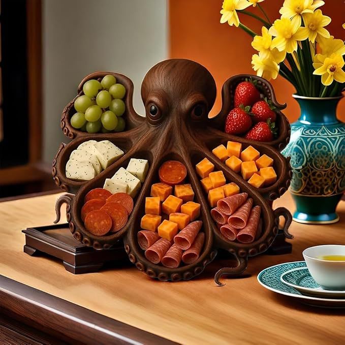 Highland Cow Wooden Charcuterie Board,Wooden Cow Food Platter for Snack