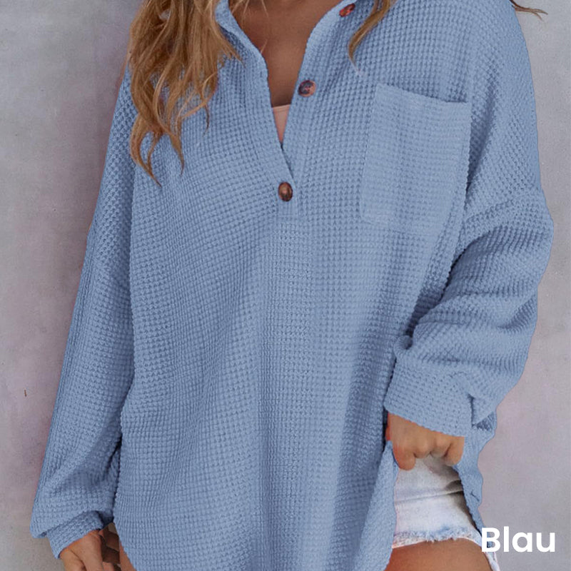 🔥Women’s Loose Solid Color Waffle Knit Shirt
