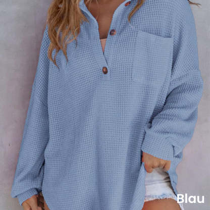 🔥Women’s Loose Solid Color Waffle Knit Shirt