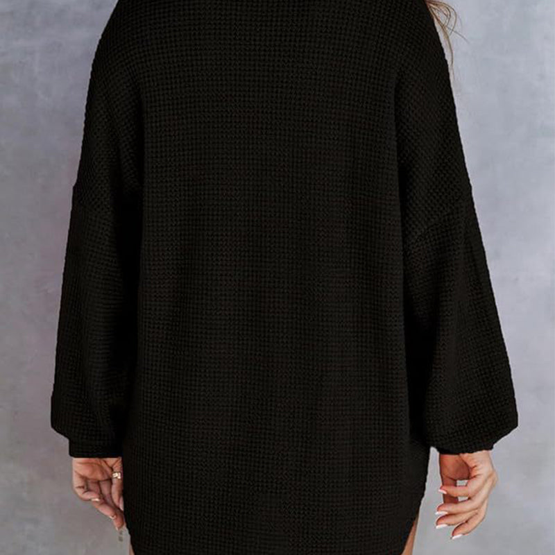 🔥Women’s Loose Solid Color Waffle Knit Shirt
