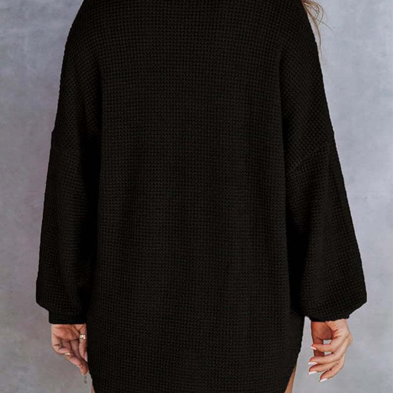 🔥Women’s Loose Solid Color Waffle Knit Shirt
