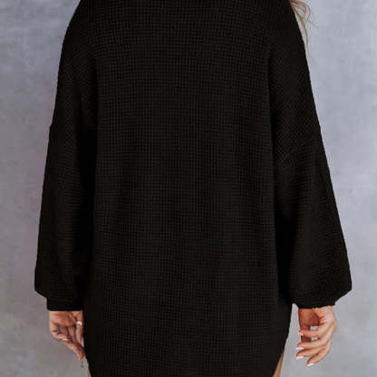 🔥Women’s Loose Solid Color Waffle Knit Shirt