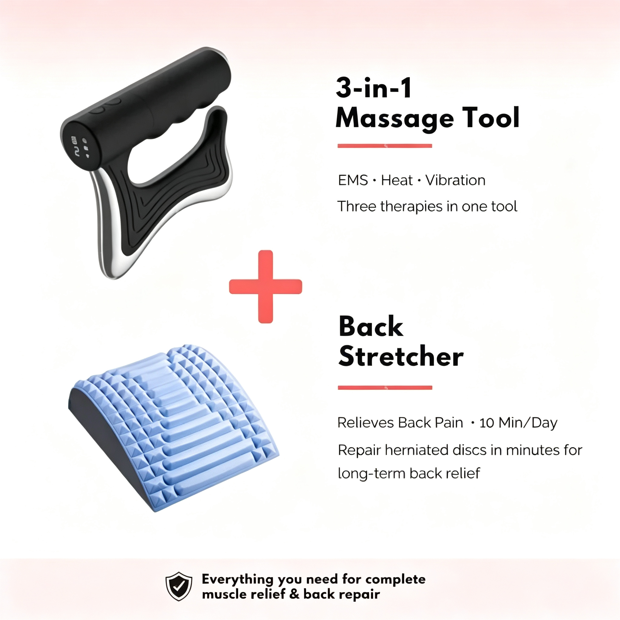 3-in-1 Fascia Relief System - Heat · Vibration · EMS