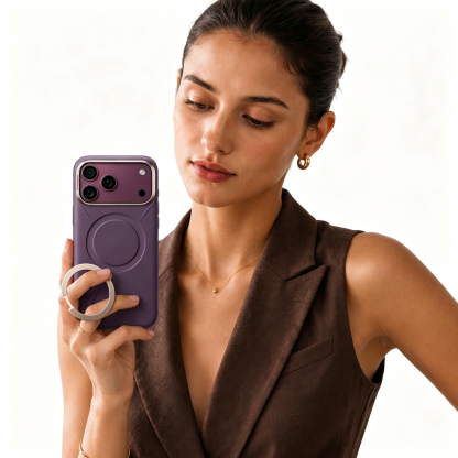 Premium Vegan Leather Magnetic Stand Case for iPhone 18 Pro Max