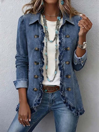 🤲LAST DAY SAVE 49% ⏰Boho-chic Floral Embroidered Utility Ruffled Trim Jacket