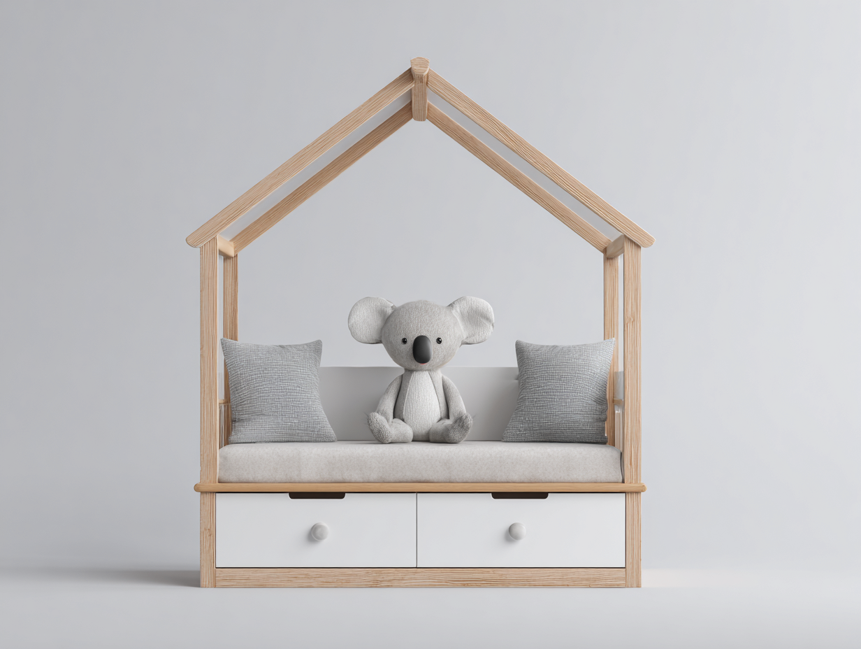 Chambre d’enfant lit enfant en bois 160x90x130 cm – blanc-bois naturel – pour chambre enfant – design scandinave-Styleoliq