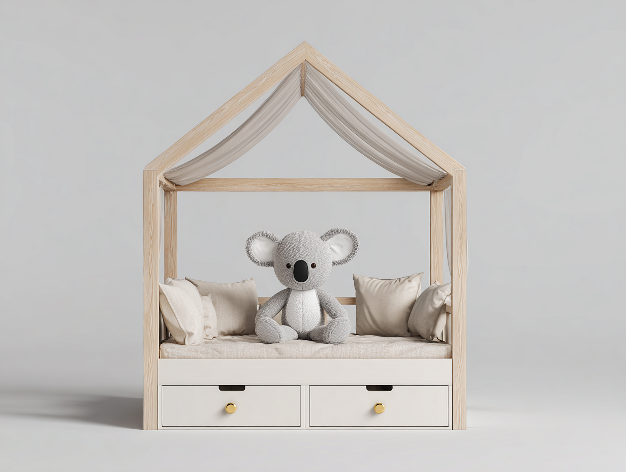 Chambre d’enfant lit pour enfant avec structure en bois et tiroirs 160x80x160 cm – beige – pour chambre enfant – style scandinave-Styleoliq