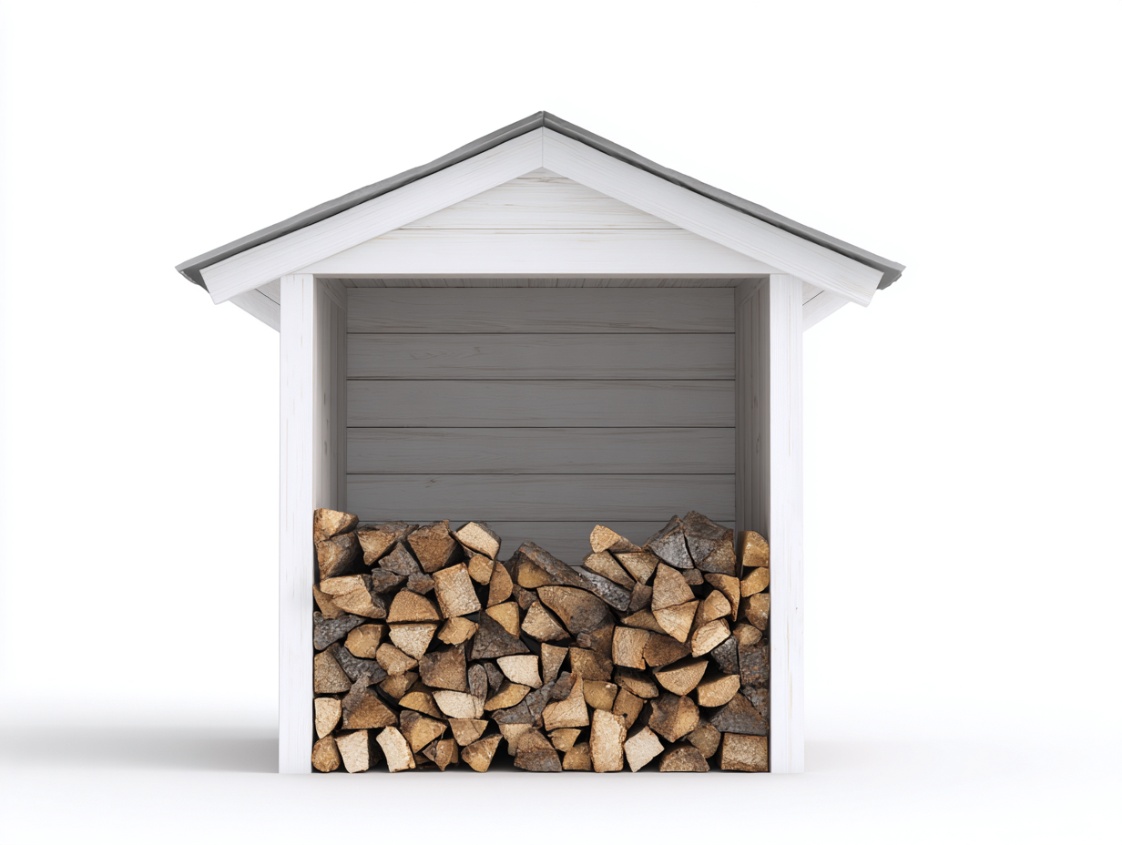 Abri à bois en bois massif 140x70x140 cm – Blanc et gris – Rangement extérieur – Design classique-Styleoliq