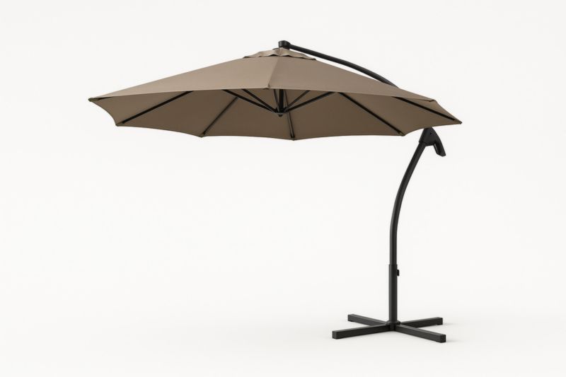 Ombrellone in Poliestere 3m con Struttura in Acciaio Beige