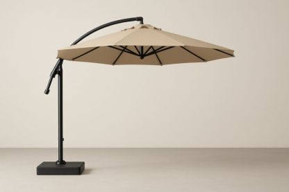 Ombrellone da Giardino Rotondo Beige in Alluminio e Poliestere