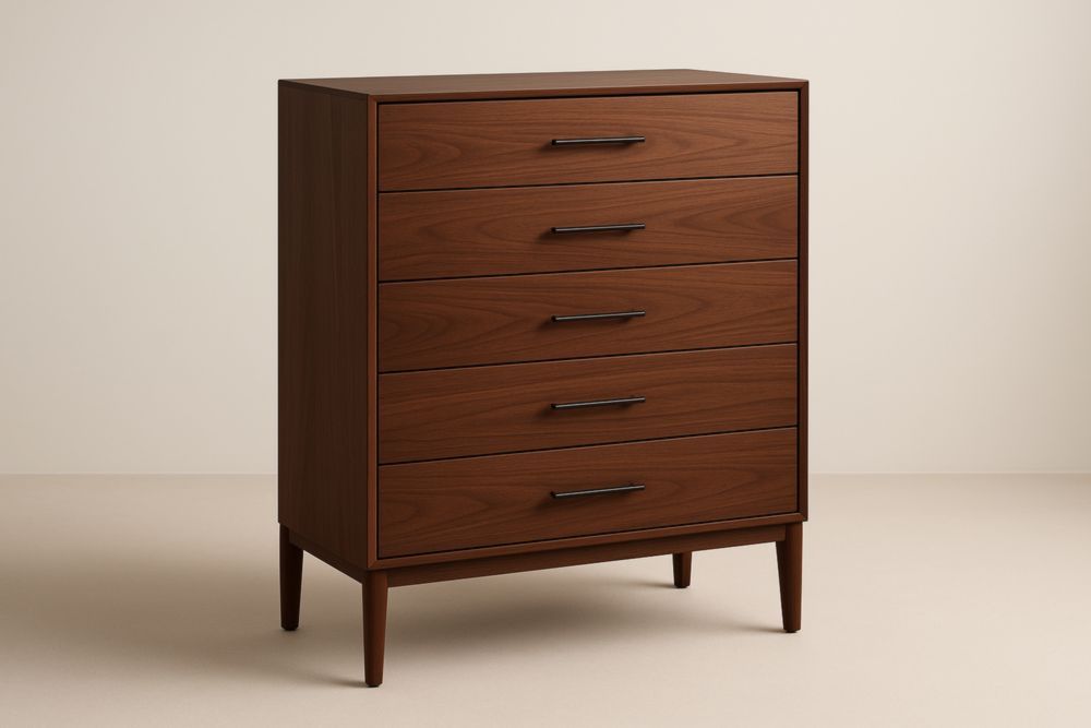 Cassettiera in Legno Noce 5 Cassetti 60x40x90 cm