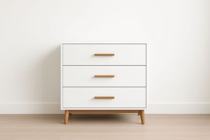 Cassettiera in Legno MDF Bianca con Tre Cassetti 80x40x75 cm