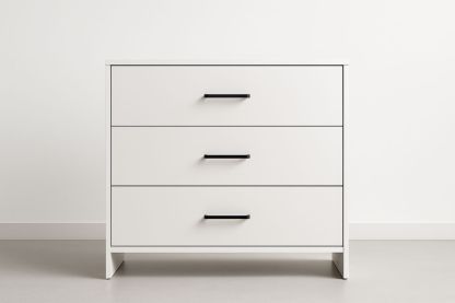 Cassettiera a tre cassetti in legno bianca 80x40x78 cm