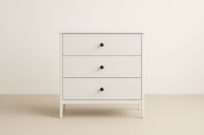 Cassettiera a Tre Cassetti Bianca in MDF e Metallo 80x80x45 cm