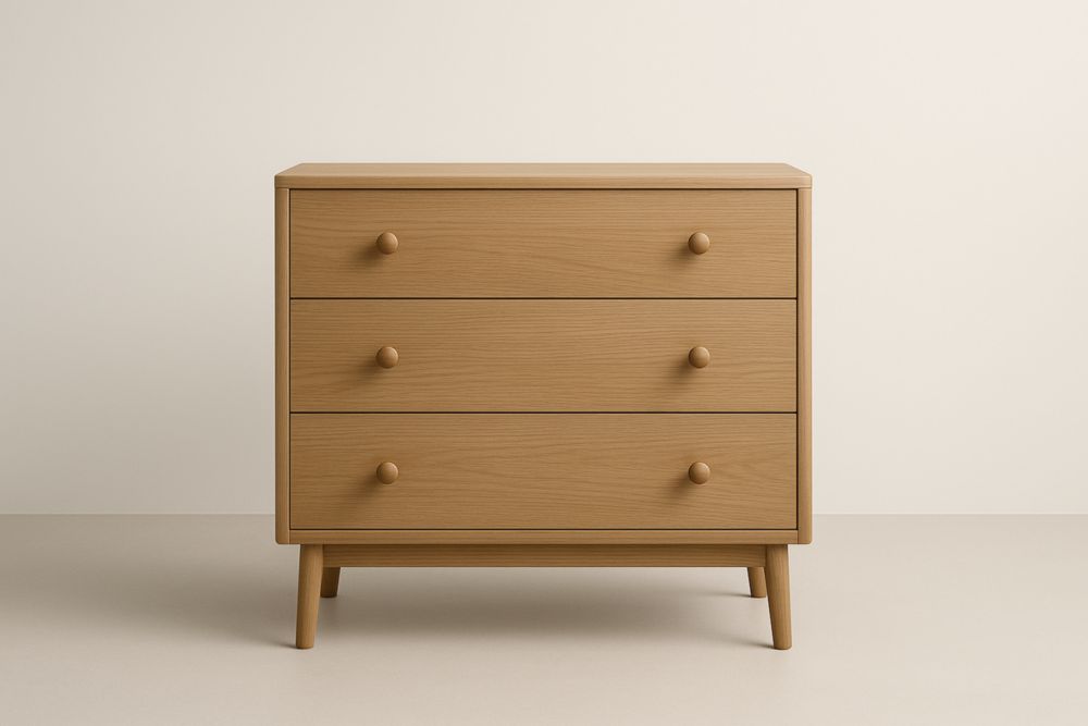 Cassettiera in Legno MDF 3 Cassetti Naturale