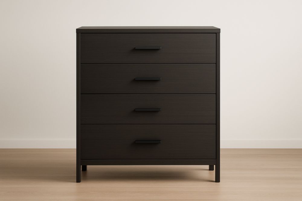 Comò a Quattro Cassetti in Legno Truciolare e MDF Nero 78x40x95cm