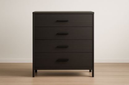 Comò a Quattro Cassetti in Legno Truciolare e MDF Nero 78x40x95cm