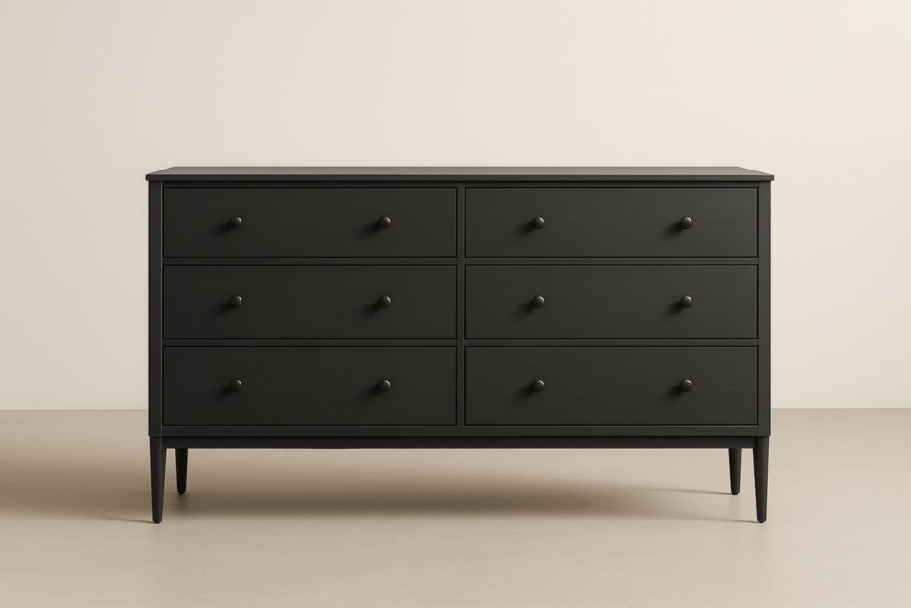 Cassettiera in Legno Nero con 6 Cassetti H75cm