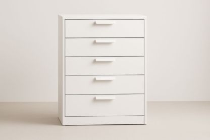 Cassettiera cinque cassetti bianca in MDF 80x40x100 cm
