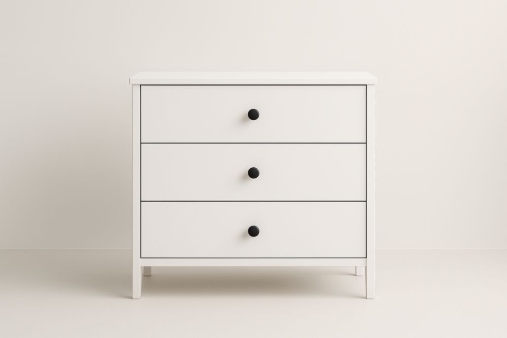 Cassettiera in Legno con Tre Cassetti Bianca 78x46x78 cm